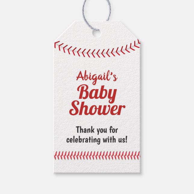 Baseball-sporttema, babyvisningsfavoriter presentetikett (Framsidan)