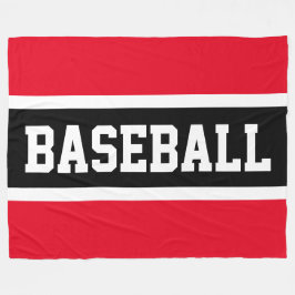 BASEBALL Sporty Bright Red Black White Rand Fleecefilt