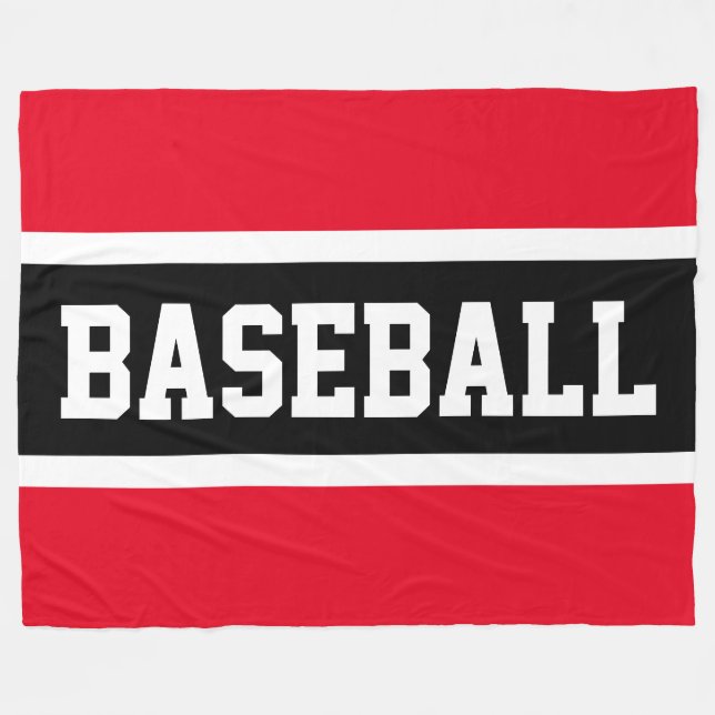 BASEBALL Sporty Bright Red Black White Rand Fleecefilt (Framsidan (Horisontell))