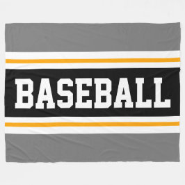 BASEBALL Sporty Grått Gult Black Athletic Rand Fleecefilt