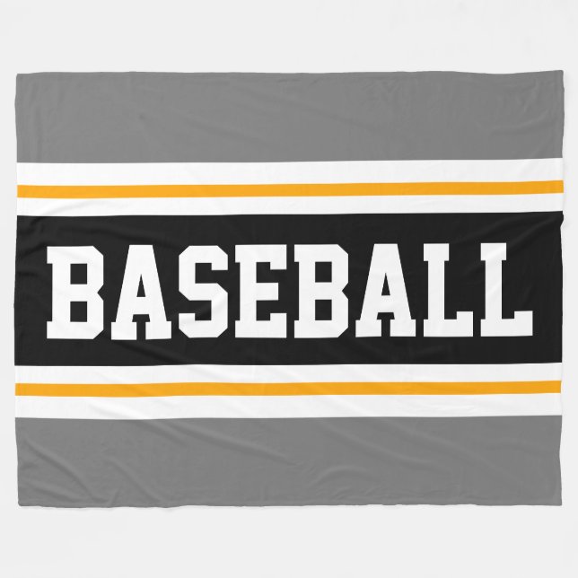 BASEBALL Sporty Grått Gult Black Athletic Rand Fleecefilt (Framsidan (Horisontell))