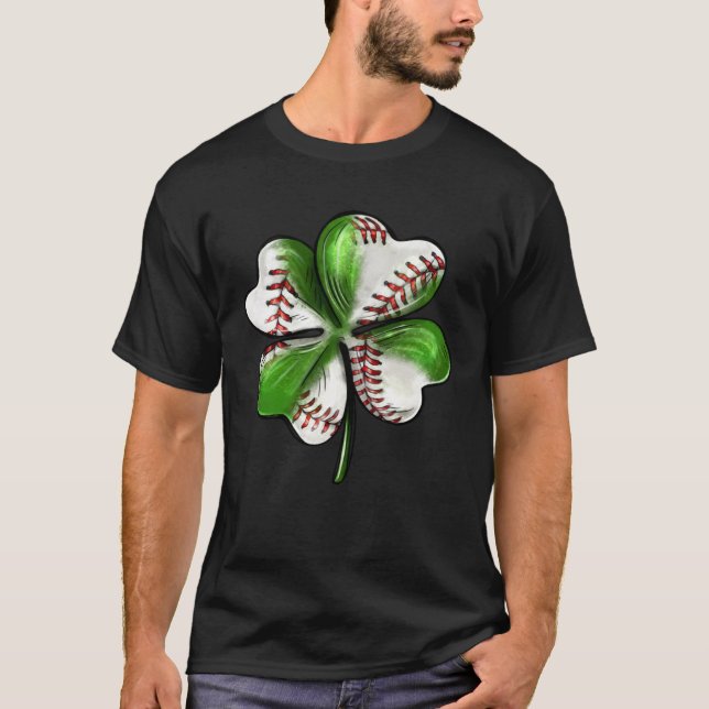 Baseball St Patrick s Day Four Leaf C Irish Men Bo T Shirt (Framsida)
