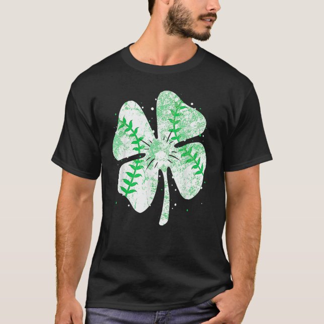Baseball St Patricks Day Boys Men Catcher Pitcher  T Shirt (Framsida)