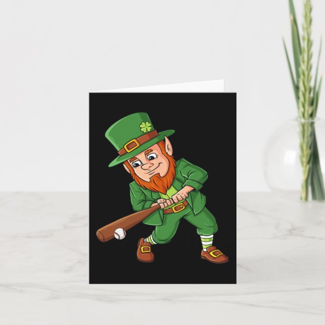 Baseball St patricks day Leprechaun Hitter Batter Kort (Framsida)