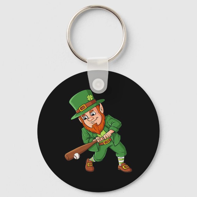 Baseball St patricks day Leprechaun Hitter Batter Nyckelring (Framsida)
