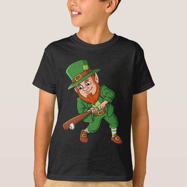 Baseball St patricks day Leprechaun Hitter Batter T Shirt (Framsida)