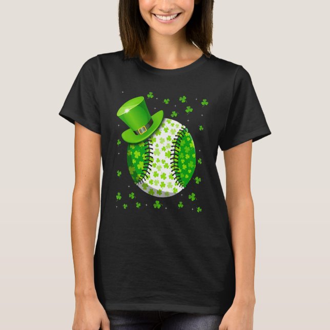 Baseball St Patricks Day Leprechaun Shamrock Irish T Shirt (Framsida)