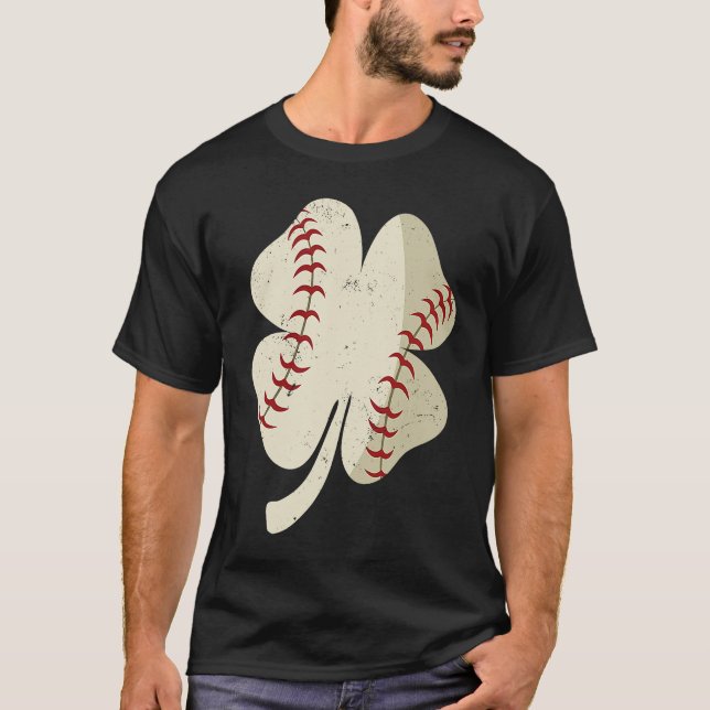 Baseball St Patricks Day Shamrock T Shirt (Framsida)