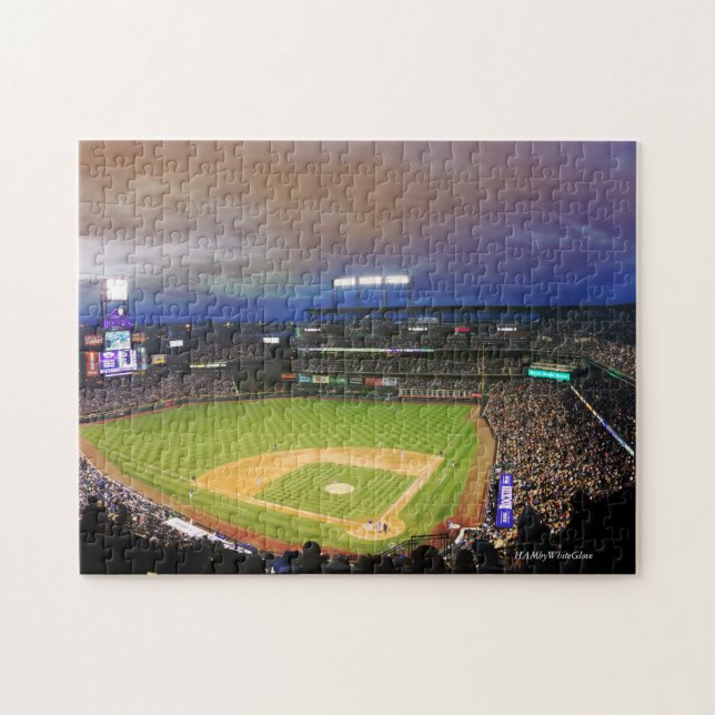 Baseball Stadium - 11x14 Puzzle med Gift Box HAMbW Pussel (Horisontell)