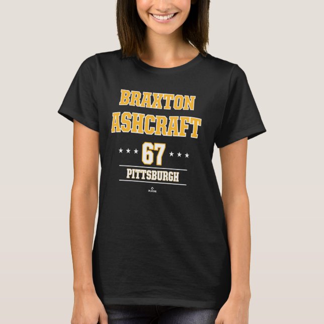 Baseball Star Braxton Ashcraft Pittsburgh MLBPA T Shirt (Framsida)