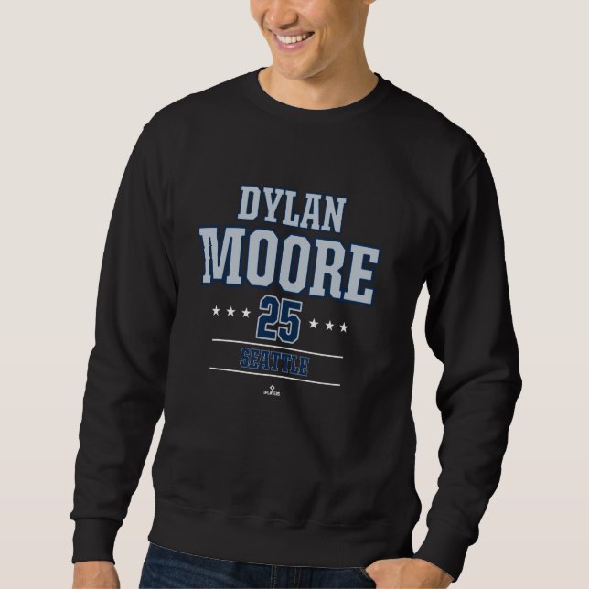 Baseball Star Dylan Moore Seattle MLBPA Lång Ärmad Tröja (Framsida)