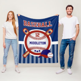 Baseball Star i Mörk blått och röda Fleecefilt