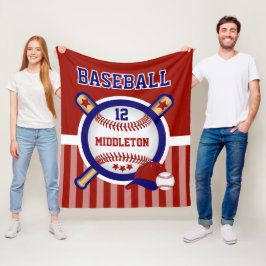 Baseball Star i Mörk Red och Blue Fleecefilt