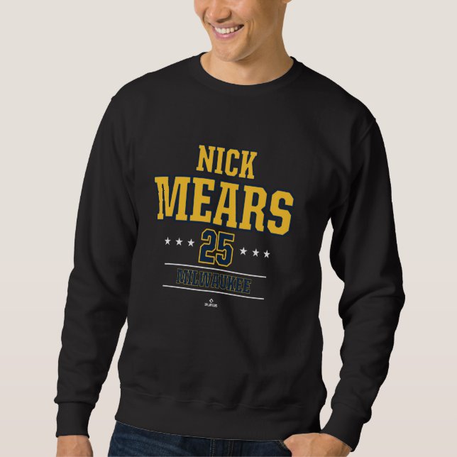 Baseball Star Nick Mears Milwaukee MLBPA Lång Ärmad Tröja (Framsida)