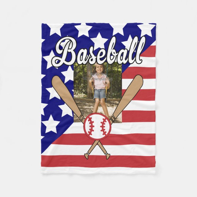 Baseball stars och stripes-foto ram fleecefilt (Framsidan)