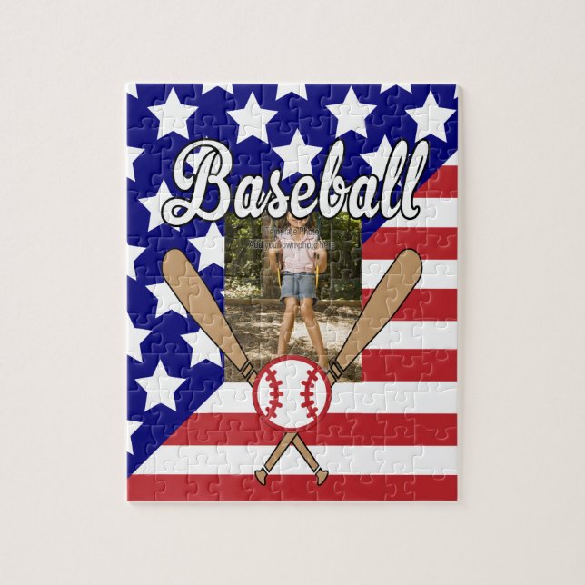 Baseball stars och stripes-foto ram pussel (Vertikal)