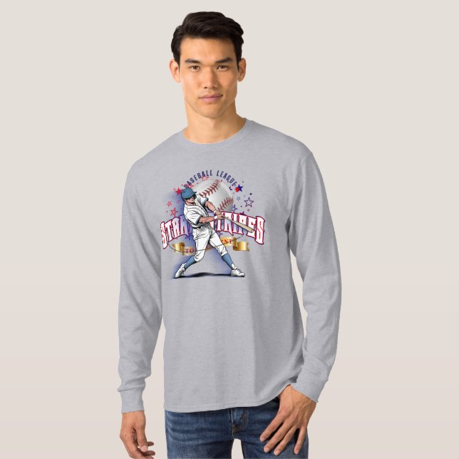 Baseball Stars & Stripes | Herr Long Sleeve T Shirt (Hel framsida)