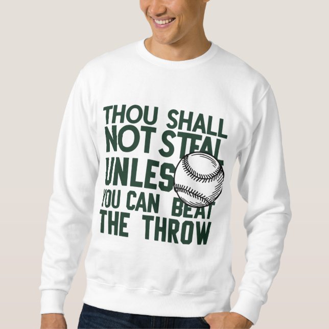 Baseball Stealing Humor Shirt Lång Ärmad Tröja (Framsida)