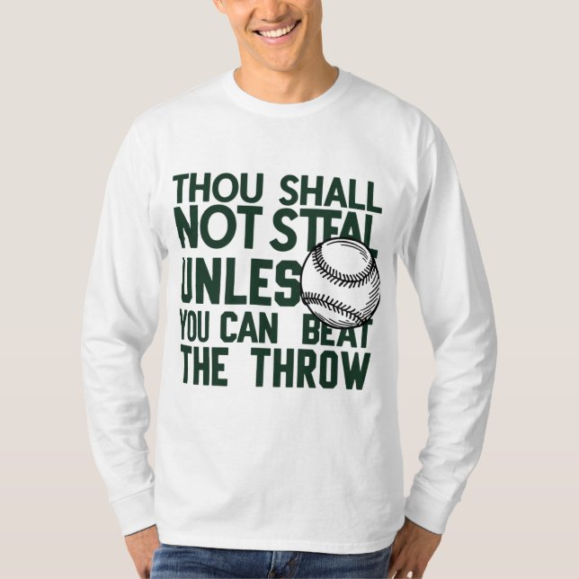 Baseball Stealing Humor Shirt T (Framsida)