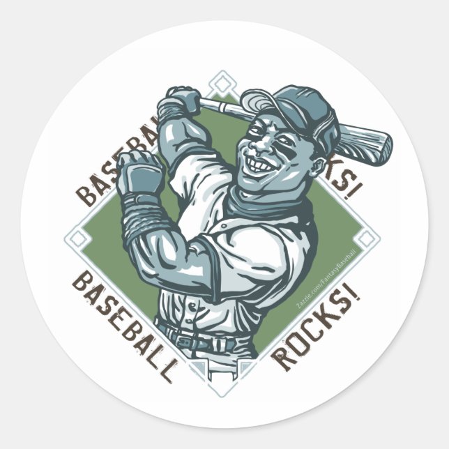 Baseball Sten Batter Sticker Runt Klistermärke (Framsida)