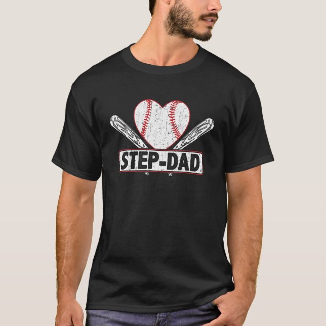 Baseball Step-Pappa Matching Family Softball Baseb T Shirt (Framsida)