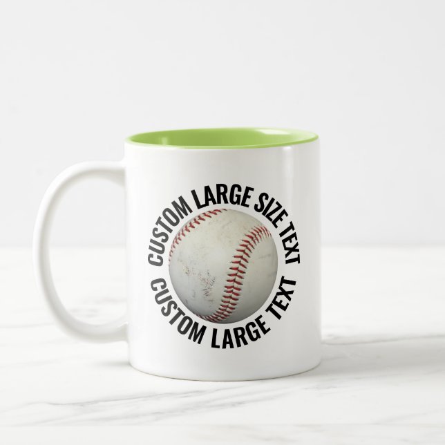 Baseball & Stor text LIME GRÖN 325ml Custom Två-Tonad Mugg (Vänster)