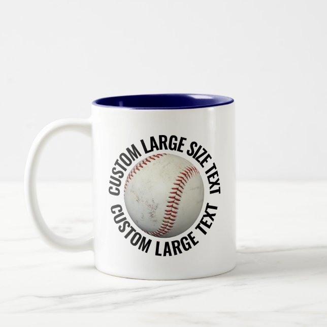 Baseball & Stor text MARINBLÅ 325ml Custom Två-Tonad Mugg (Vänster)