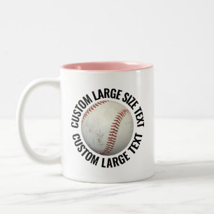 Baseball & Stor text ROSA 325g Custom Två-Tonad Mugg