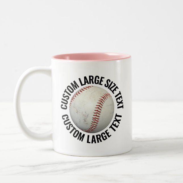 Baseball & Stor text ROSA 325g Custom Två-Tonad Mugg (Vänster)