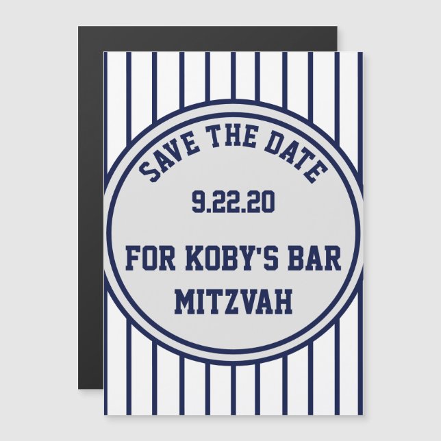Baseball Streck Large Magnetic Save Date Magnetisk Inbjudningskort (Fram/baksida)