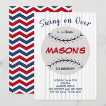 Baseball Swing över Födelsedagsfest inbjudan