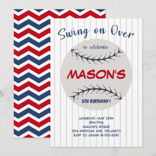 Baseball Swing över Födelsedagsfest inbjudan