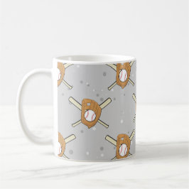 Baseball Symbols - Sömlöst Mönster på Grått Kaffemugg