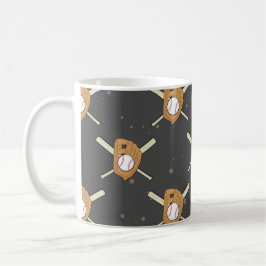 Baseball Symbols - Sömlöst Mönster på Mörk Kaffemugg
