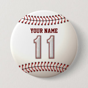 Baseball syr spelare numrerar 11 och knapp