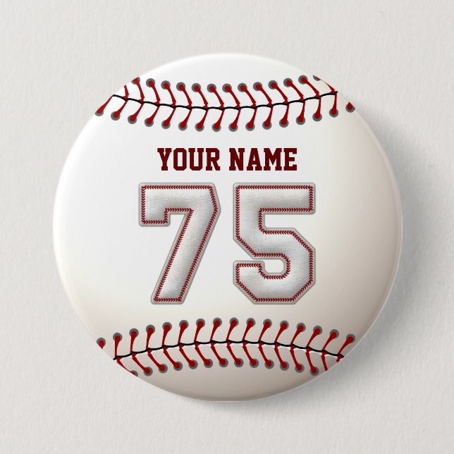 Baseball syr spelare numrerar 75 och knapp (Framsida)