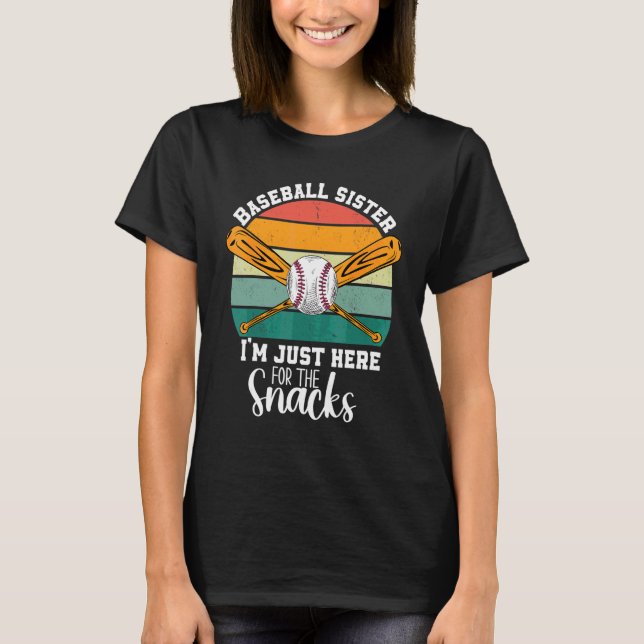 Baseball syster jag är bara här för snacks Retro T Shirt (Framsida)