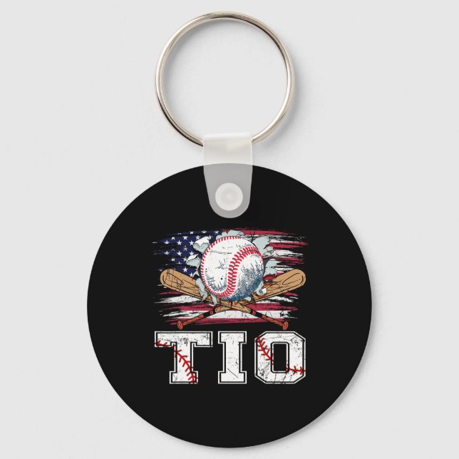 Baseball T-boll Tio American Flagga Proud Boll Tio Nyckelring (Framsida)