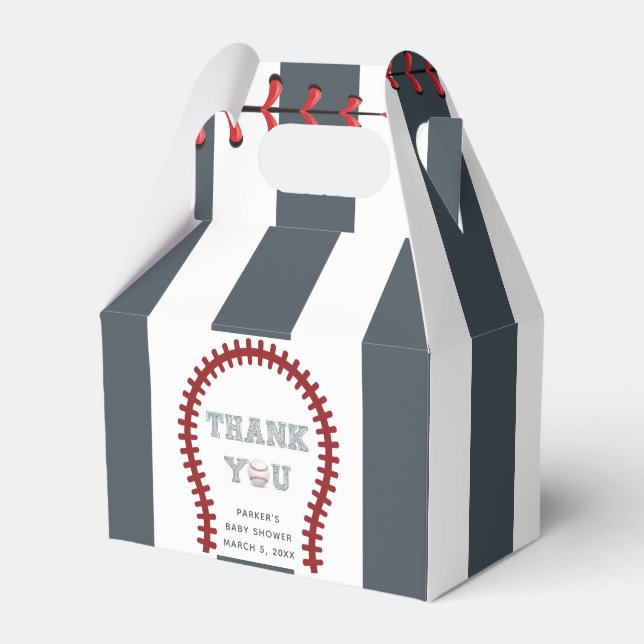 Baseball Tack för personligen Baby Shower Presentaskar (Framsidan Sidan)