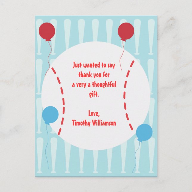 Baseball Tack-kort Vykort (Framsida)