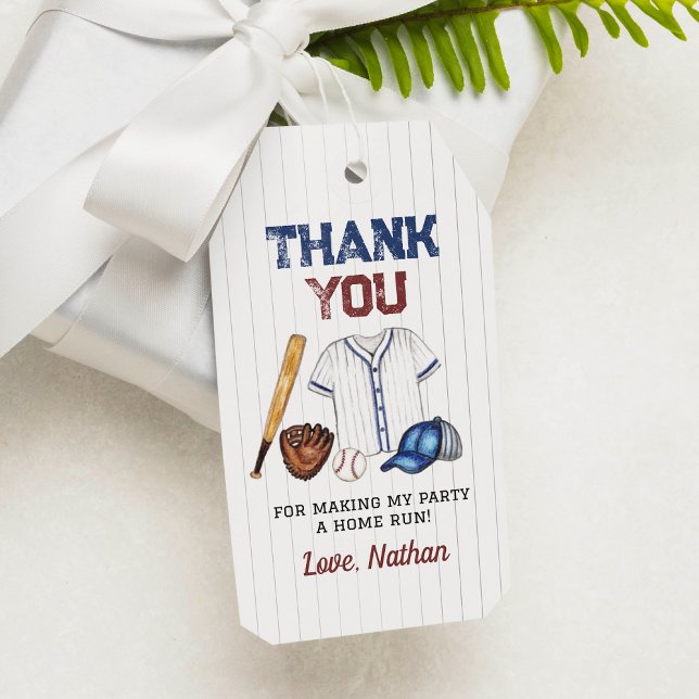 Baseball Tack Märkre Födelsedagsfest Presentetikett (Skapare uppladdad)