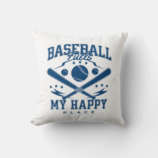 Baseball Tänder Min Lyckliga Plats Kudde (Framsida)