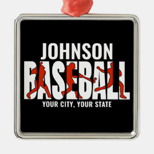 Baseball Team ADD NAMN Champion Game Player Julgransprydnad Metall
