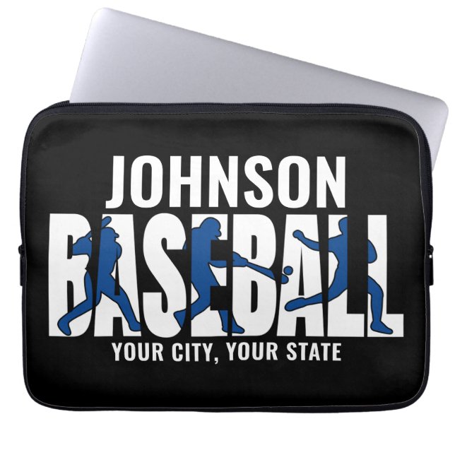Baseball Team ADD NAMN Champion Game Player Laptop Fodral (Framsidan)