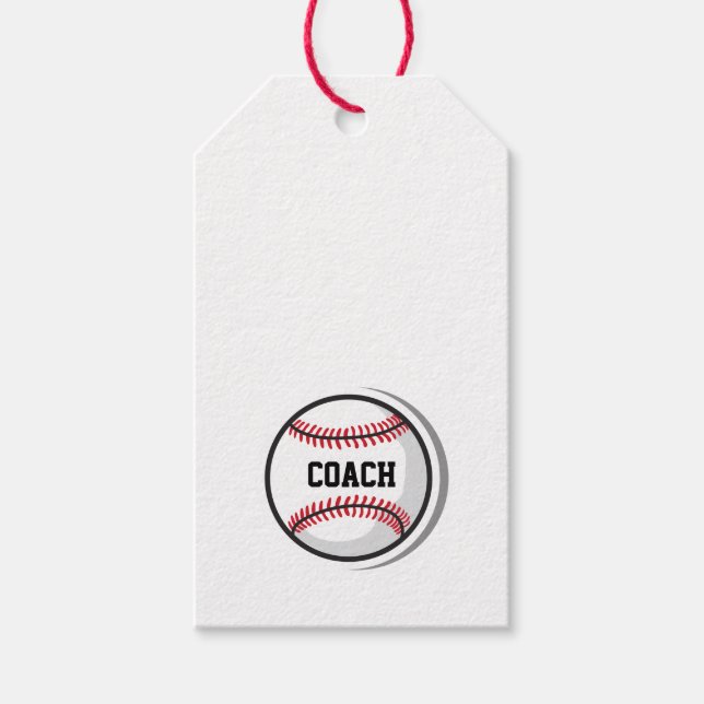 Baseball Team COACH White Red Black Presentetikett (Framsidan)