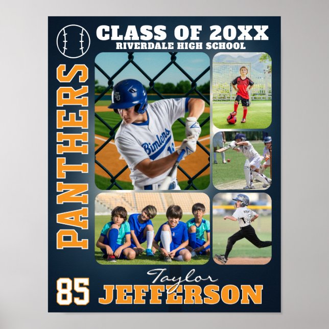 Baseball Team High School Sports Picture Collage Poster (Framsidan)