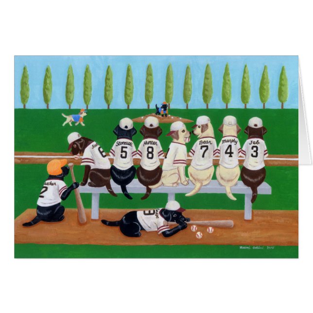 Baseball Team Labradors Hälsningskort (Framsidan Horizontal)