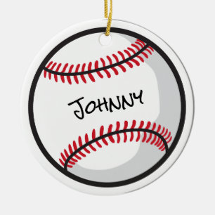 Baseball Team Personlig NAMN White Red Black Julgransprydnad Keramik