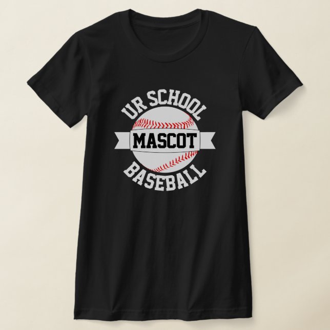 Baseball Team/School Namn & Mascot Women's T-shirt (Laydown)