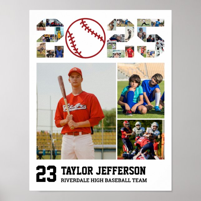 Baseball Team Senior 2025 Sports Photo Collage Poster (Framsidan)